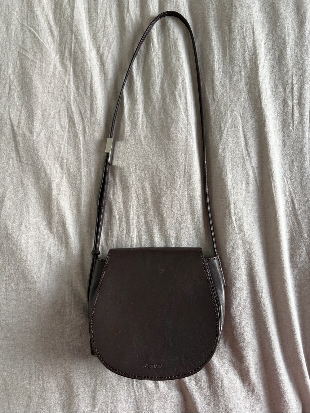 Auxiliary Leather Saddle Crossbody Bag in Dark Brown